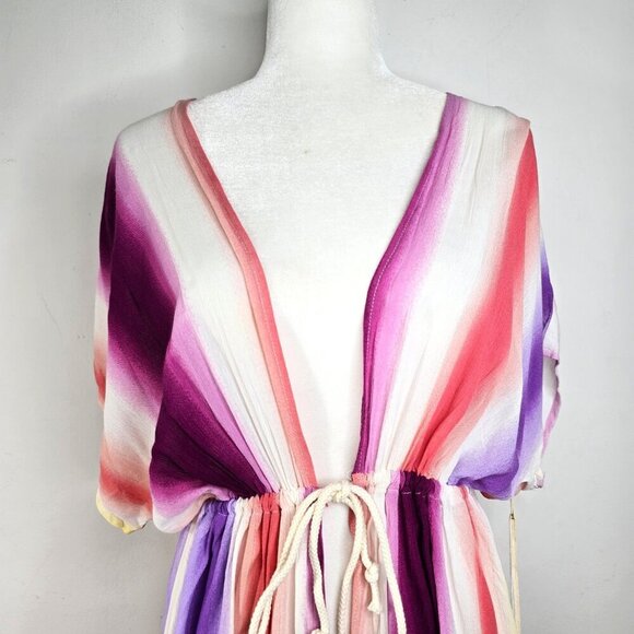 NWT Love In High-Low Rainbow Kimono Swim Beach Cover Up - Picture 3 of 9